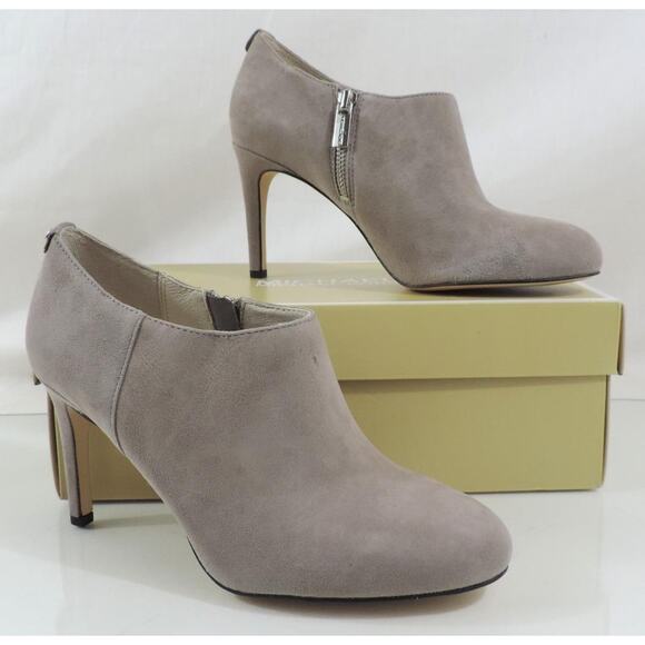 Michael Kors Sammy Ankle Zip Booties Heels Pearl Grey Suede - Picture 5 of 9